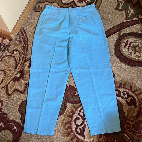 Vtg TALBOTS size 12 Caribbean Blue Irish Linen High Rise Flat Front Ankle NEW - Picture 4 of 14